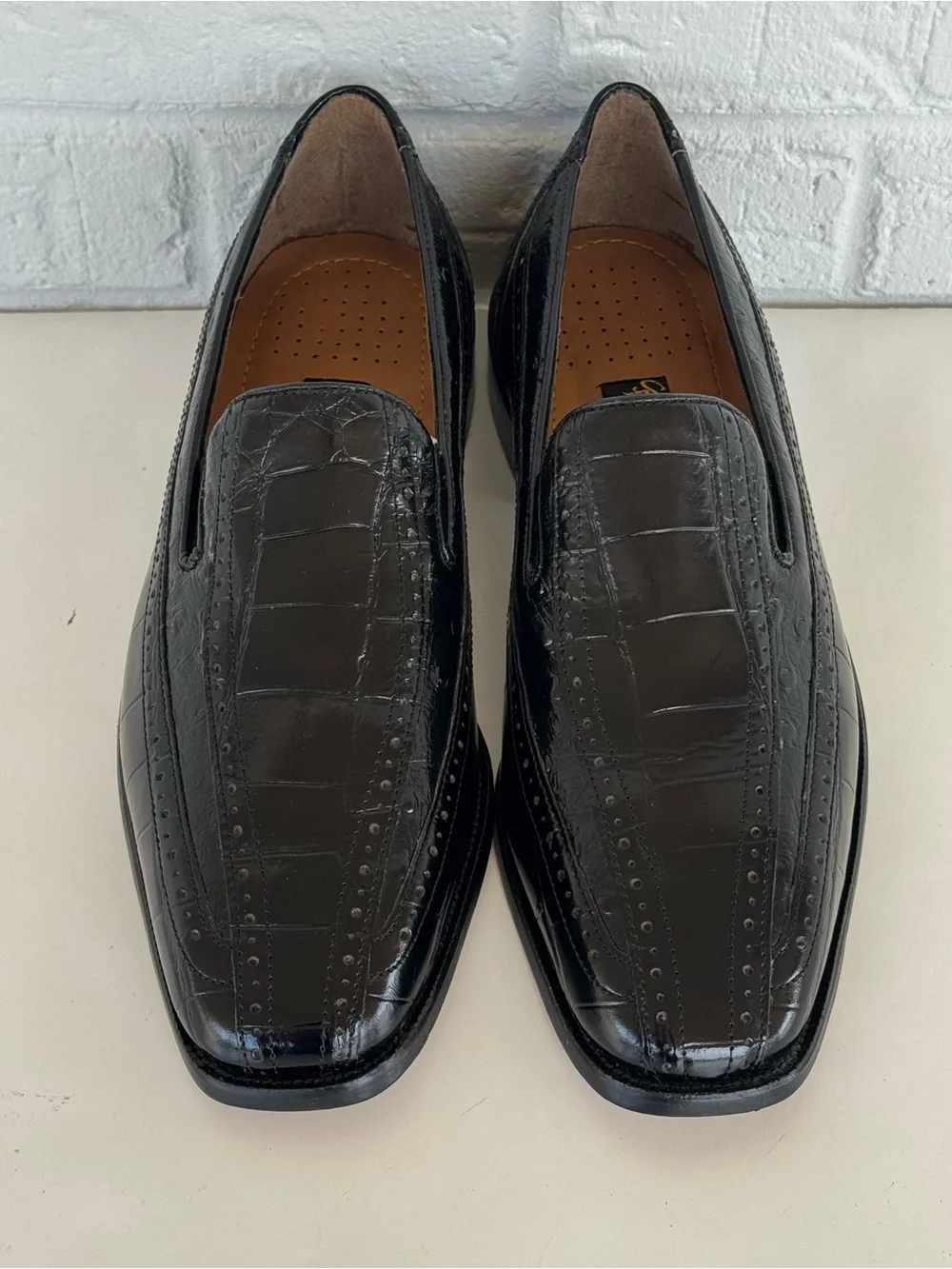 Stacy Adams Alligator Print Square Toe Loafers Men's 8